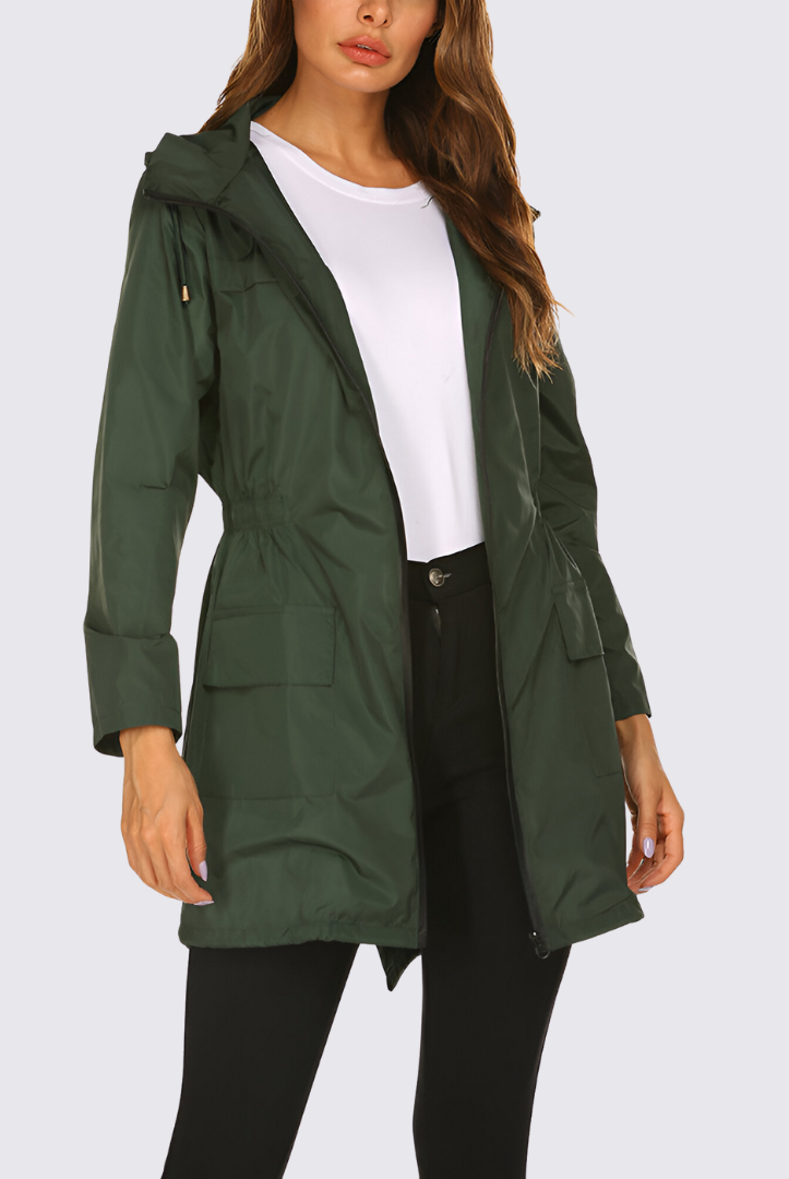 Damen Jacke mit Kapuze – Reißverschluss Jacke – Lang Geschnitten