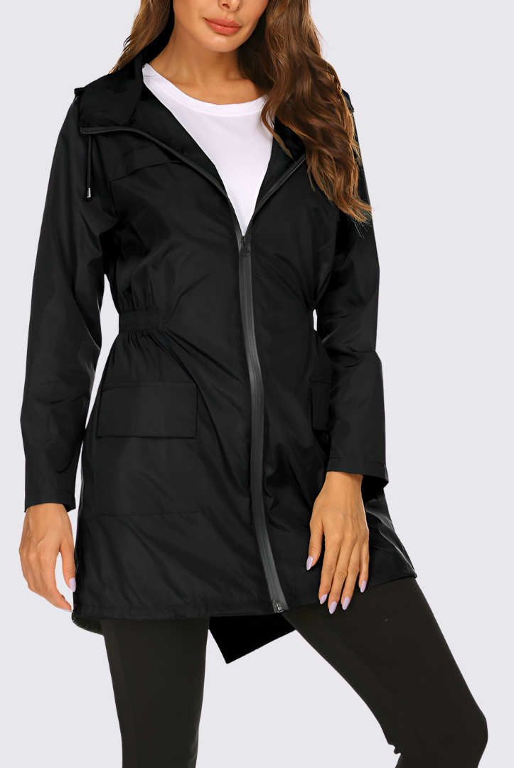 Damen Jacke mit Kapuze – Reißverschluss Jacke – Lang Geschnitten