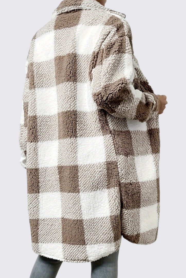 Damen Mantel mit Taschen - Teddy Mantel - Wintermantel