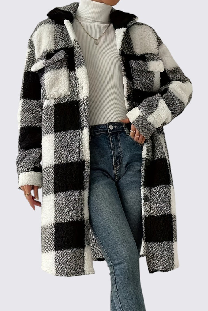 Damen Mantel mit Taschen - Teddy Mantel - Wintermantel