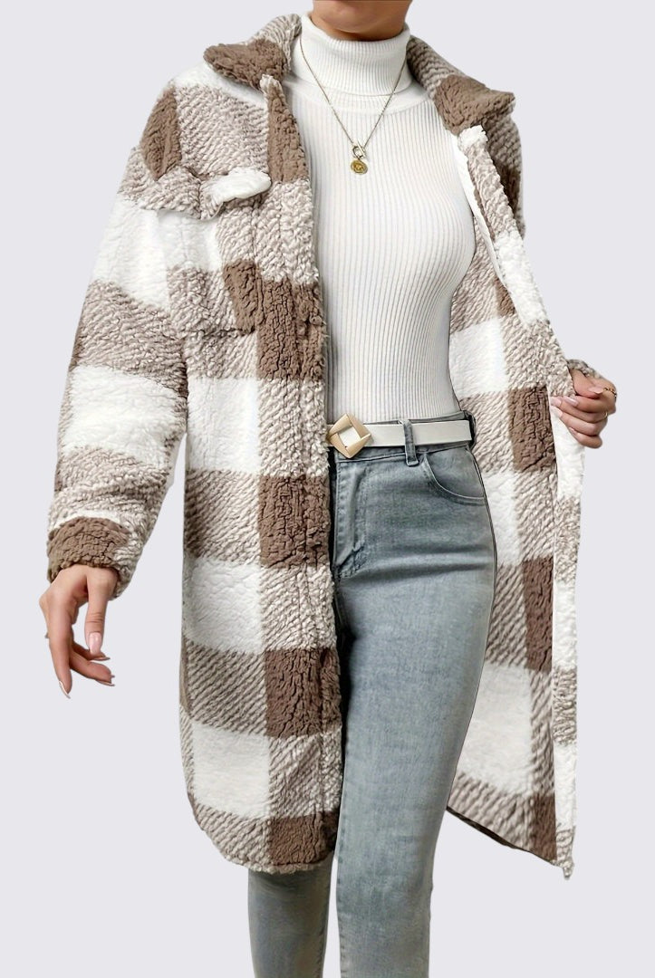 Damen Mantel mit Taschen - Teddy Mantel - Wintermantel