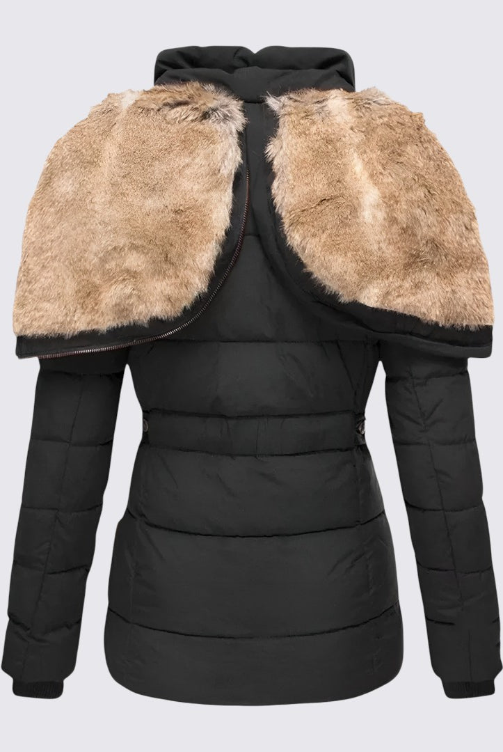 Damen Winterjacke mit Fellkapuze - Gefütterte Steppjacke - Warm Gefüttert