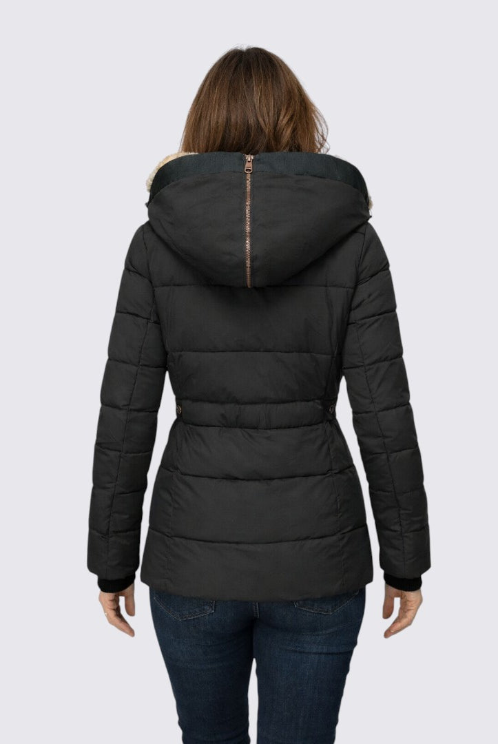 Damen Winterjacke mit Fellkapuze - Gefütterte Steppjacke - Warm Gefüttert
