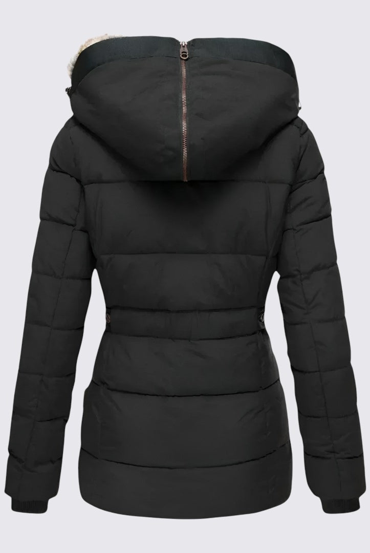 Damen Winterjacke mit Fellkapuze - Gefütterte Steppjacke - Warm Gefüttert