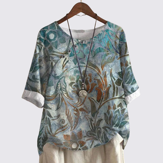 Gemusterter Langarm-Pullover mit Rundhalsausschnitt für Damen