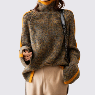 Gerippter Rollkragenpullover mit Langarm für Damen