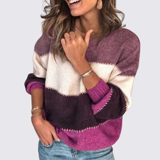 Gestreifter Langarm-Pullover mit Rundhalsausschnitt für Damen