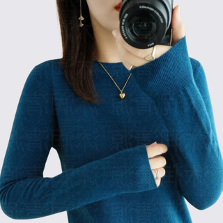 Klassischer Langarm-Pullover mit Rundhalsausschnitt für Damen