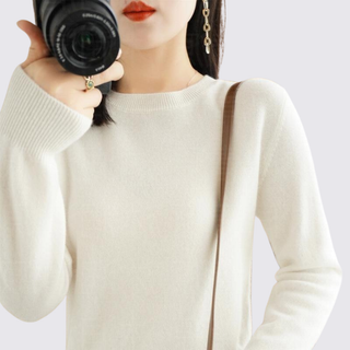 Klassischer Langarm-Pullover mit Rundhalsausschnitt für Damen