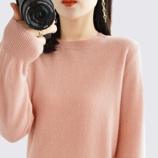 Klassischer Langarm-Pullover mit Rundhalsausschnitt für Damen