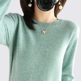 Klassischer Langarm-Pullover mit Rundhalsausschnitt für Damen
