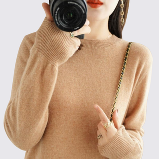 Klassischer Langarm-Pullover mit Rundhalsausschnitt für Damen