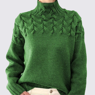 Klassischer gerippter Langarm-Pullover für Damen