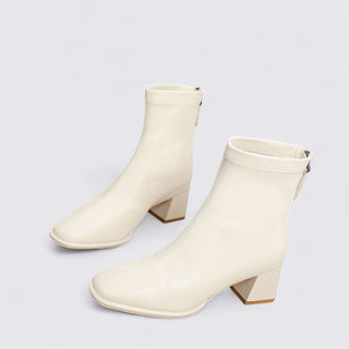 Kurzschaft-Stiefelette mit Blockabsatz und Reißverschluss für Damen