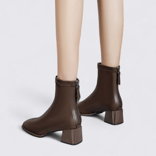 Kurzschaft-Stiefelette mit Blockabsatz und Reißverschluss für Damen