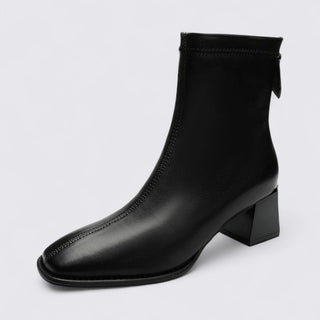 Kurzschaft-Stiefelette mit Blockabsatz und Reißverschluss für Damen