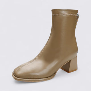 Kurzschaft-Stiefelette mit Blockabsatz und Reißverschluss für Damen