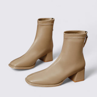 Kurzschaft-Stiefelette mit Blockabsatz und Reißverschluss für Damen