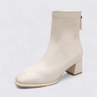 Kurzschaft-Stiefelette mit Blockabsatz und Reißverschluss für Damen