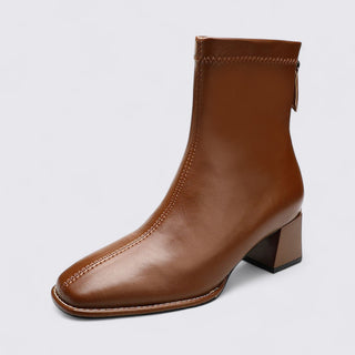 Kurzschaft-Stiefelette mit Blockabsatz und Reißverschluss für Damen