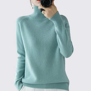 Langarm gerippt Rollkragenpullover für Damen