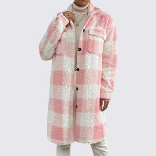Langer Mantel mit Karomuster für Damen