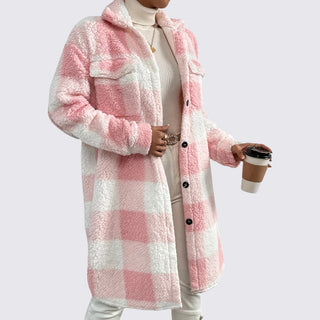 Langer Mantel mit Karomuster für Damen