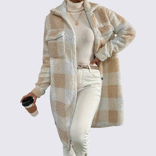 Langer Mantel mit Karomuster für Damen