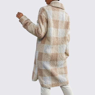 Langer Mantel mit Karomuster für Damen