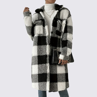Langer Mantel mit Karomuster für Damen