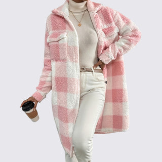 Langer Mantel mit Karomuster für Damen