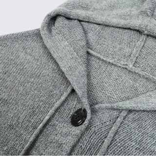 Lockere Strickjacke mit Kapuze und Knopfleiste für Damen