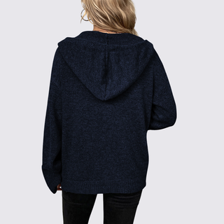 Lockere Strickjacke mit Kapuze und Knopfleiste für Damen