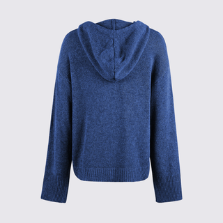 Lockere Strickjacke mit Kapuze und Knopfleiste für Damen