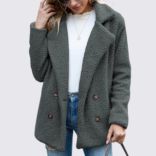 Lockerer Mantel mit Knopfleiste und Taschen für Damen