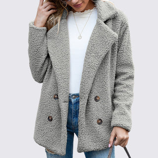 Lockerer Mantel mit Knopfleiste und Taschen für Damen