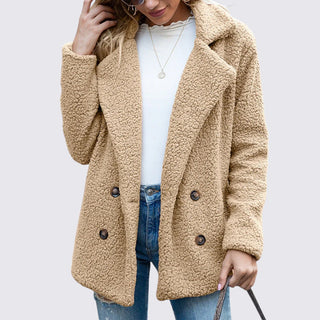 Lockerer Mantel mit Knopfleiste und Taschen für Damen