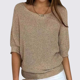 Schlichter Kurzarm-Pullover mit Rundhalsausschnitt für Damen
