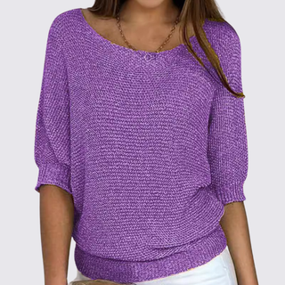 Schlichter Kurzarm-Pullover mit Rundhalsausschnitt für Damen