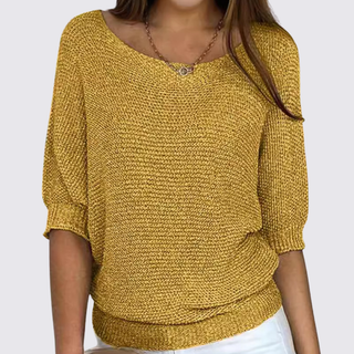 Schlichter Kurzarm-Pullover mit Rundhalsausschnitt für Damen