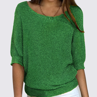 Schlichter Kurzarm-Pullover mit Rundhalsausschnitt für Damen