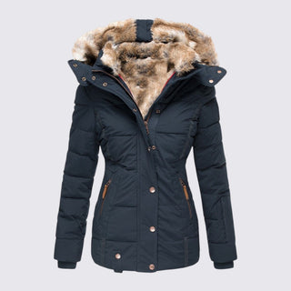 Taillierte gesteppte Jacke mit Kapuze für Damen