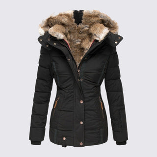 Taillierte gesteppte Jacke mit Kapuze für Damen