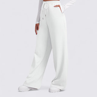 Weitbeinige Hose mit Kordelzug und Taschen für Damen