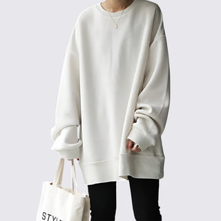 Weiter Langarm-Pullover mit Rundhalsausschnitt für Damen
