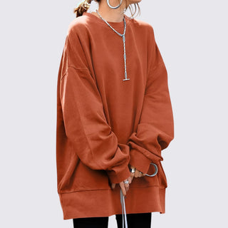 Weiter Langarm-Pullover mit Rundhalsausschnitt für Damen