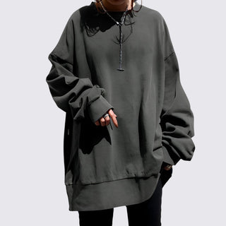 Weiter Langarm-Pullover mit Rundhalsausschnitt für Damen