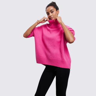 Weiter Rollkragenpullover gerippt für Damen
