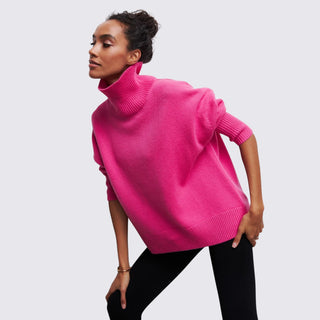 Weiter Rollkragenpullover gerippt für Damen