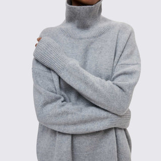 Weiter Rollkragenpullover gerippt für Damen